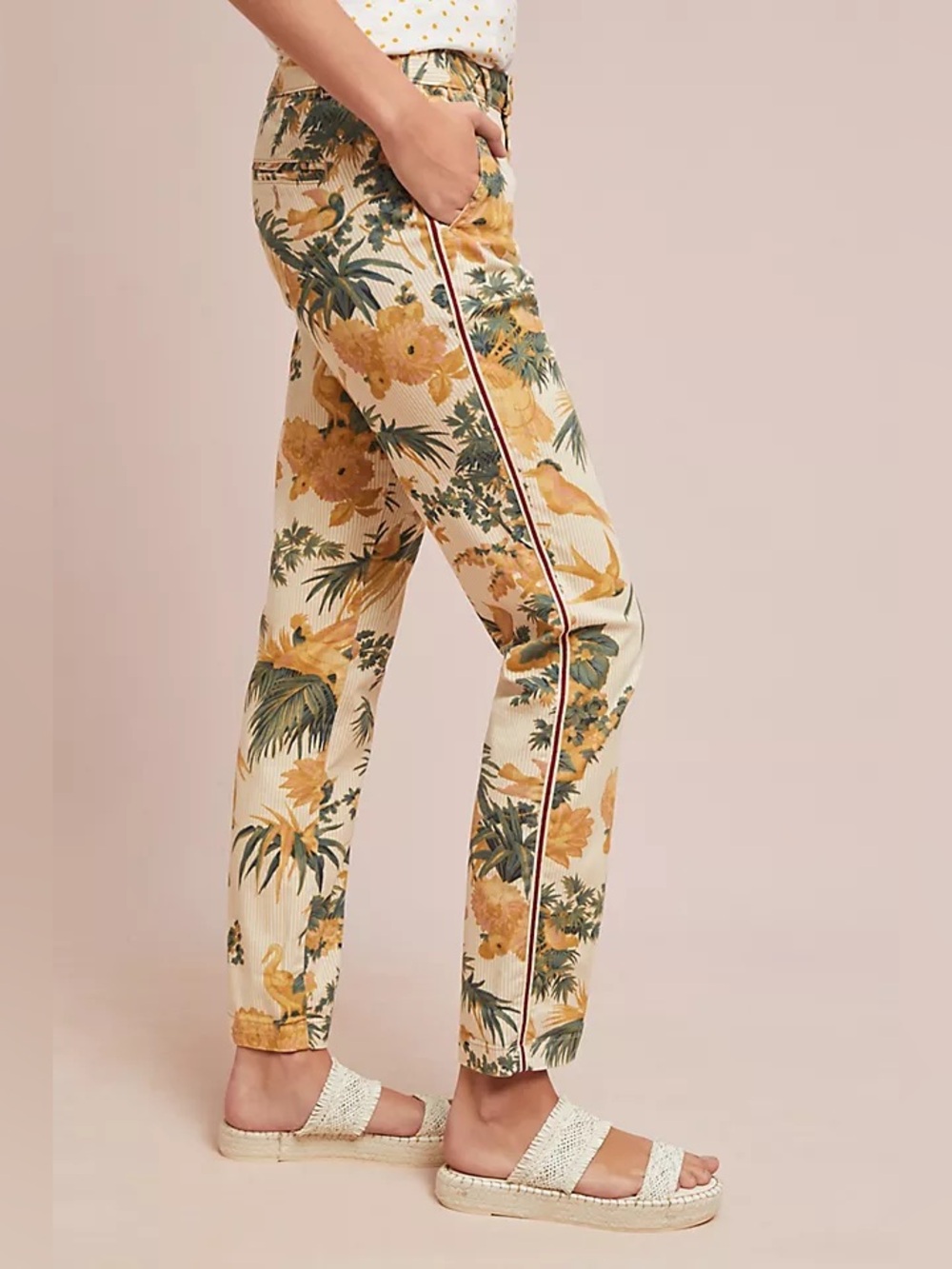 By Anthropologie relaxed bird print chino trousers sz 29 - Picture 2 of 13